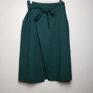 ASOS Green Tie Waist Midi Skirt